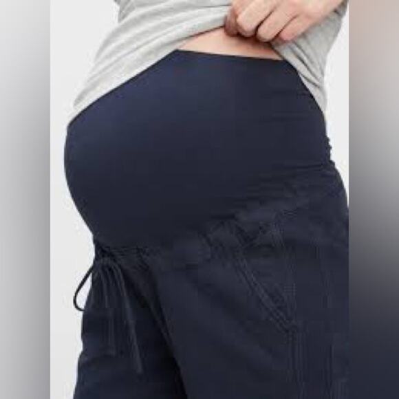 GAP Maternity Full Panel Ribbed Joggers In Navy Uniform Size S Lounge Athleisure - Picture 3 of 16